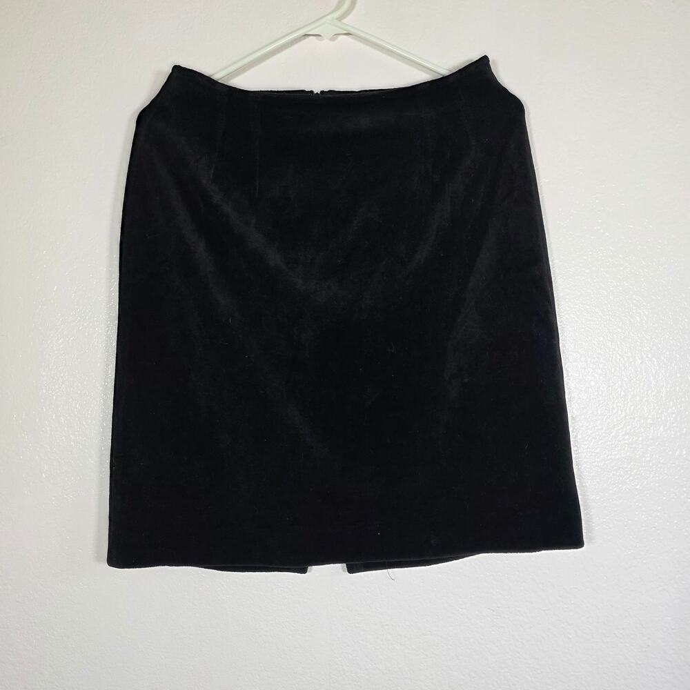 Cedars Black Velvet Pencil Skirt Back Slit Size 8 Vintage